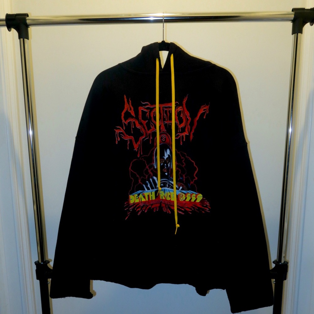 Section 8 Juice Wrld Black Graphic Hoodie with Yellow Accents